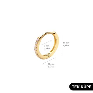 14 Ayar Taşlı Tek Halka Altın Küpe