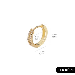 14 Ayar Taşlı Tek Halka Altın Küpe