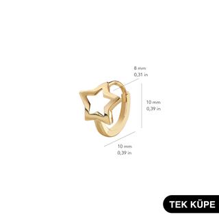 14 Ayar Tek Yıldız Halka Altın Küpe