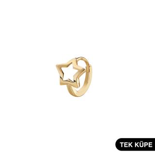 14 Ayar Tek Yıldız Halka Altın Küpe
