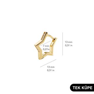 14 Ayar Yıldız Taşlı Tek Halka Altın Küpe