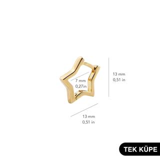 14 Ayar Yıldız Tek Halka Altın Küpe