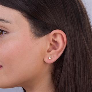 14 Ayar Tektaş 4mm Sıvama Altın Küpe