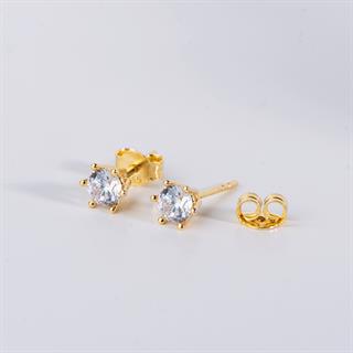 14 Ayar Tektaş 6 mm Altın Küpe