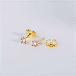 14 Ayar Tektaş 3 mm Altın Küpe