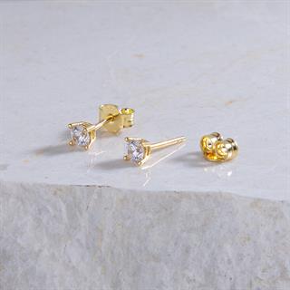 14 Ayar Tektaş Altın Küpe