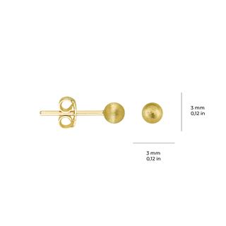 14 Ayar 3 mm Simli Altın Top Küpe