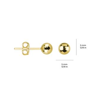 14 Ayar 5 mm Parlak Altın Top Küpe