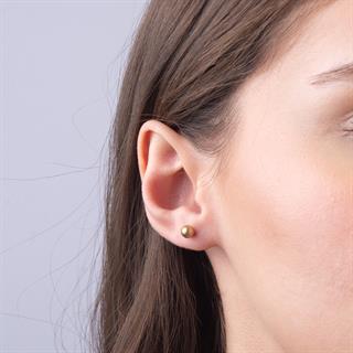 14 Ayar 5 mm Simli Altın Top Küpe