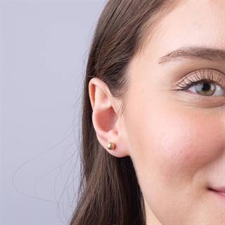 14 Ayar 5 mm Simli Altın Top Küpe