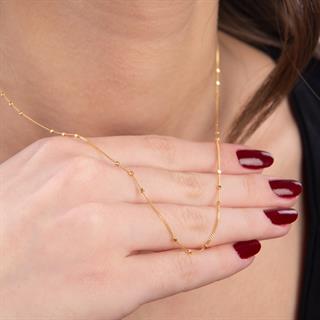 14 Ayar Satürn Altın Zincir Kolye