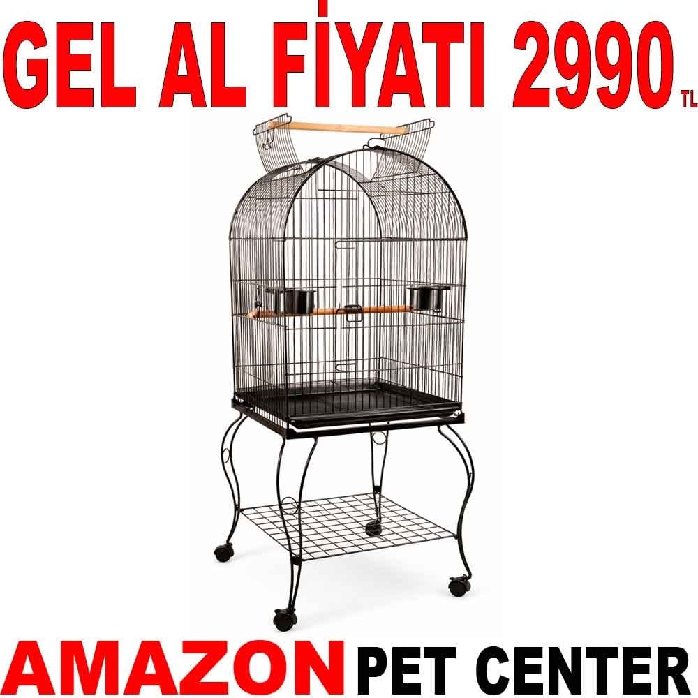 Alpet Papağan Kafesi Siyah Oval Açılır Çatılı 51x51x127 Cm Gel Al 35007937 Amazon Pet Center