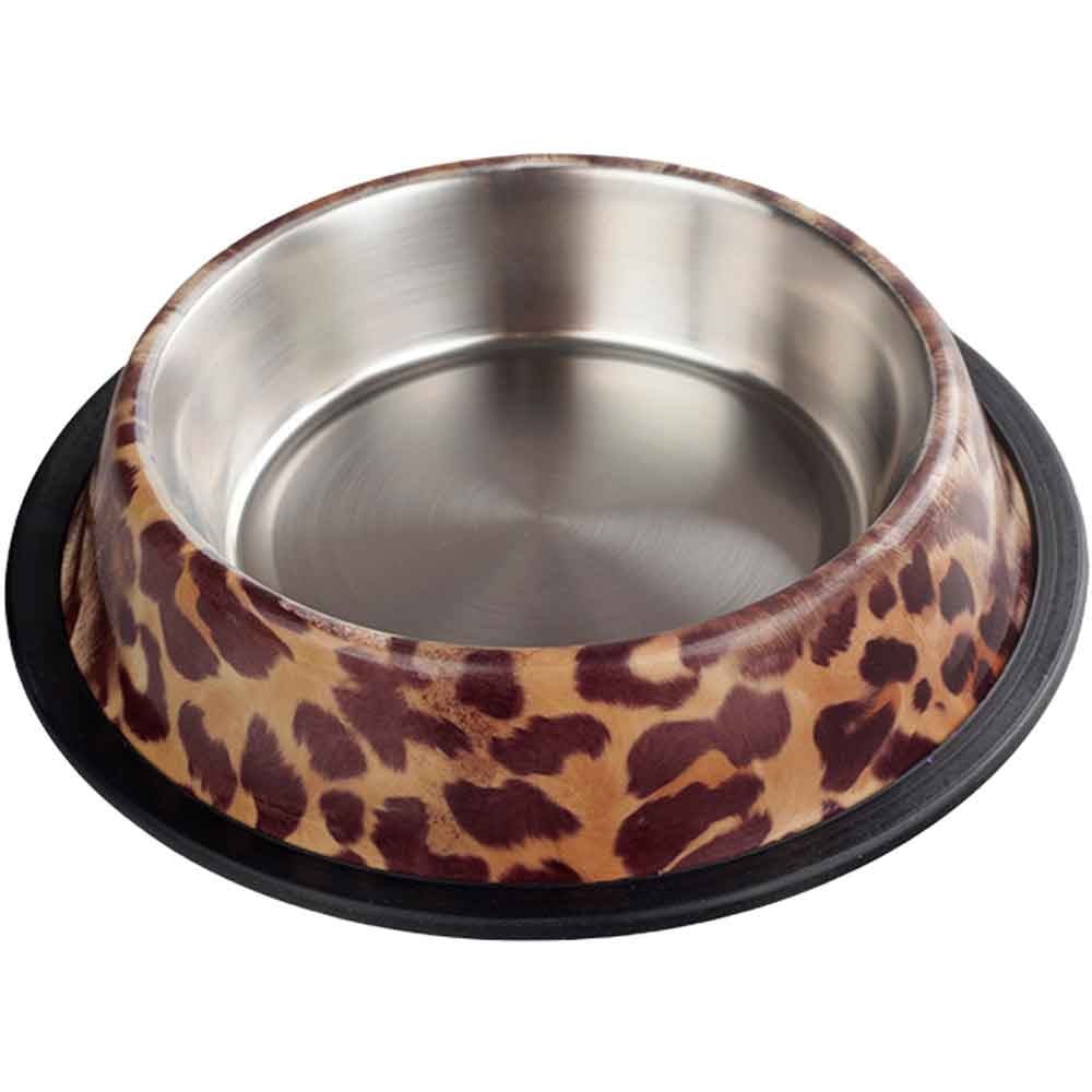 Ankur Oripet Leopar Desenli Metal Mama ve Su Kabı Kahverengi 8 Oz 12 Cm 8699004220501 Amazon Pet Center