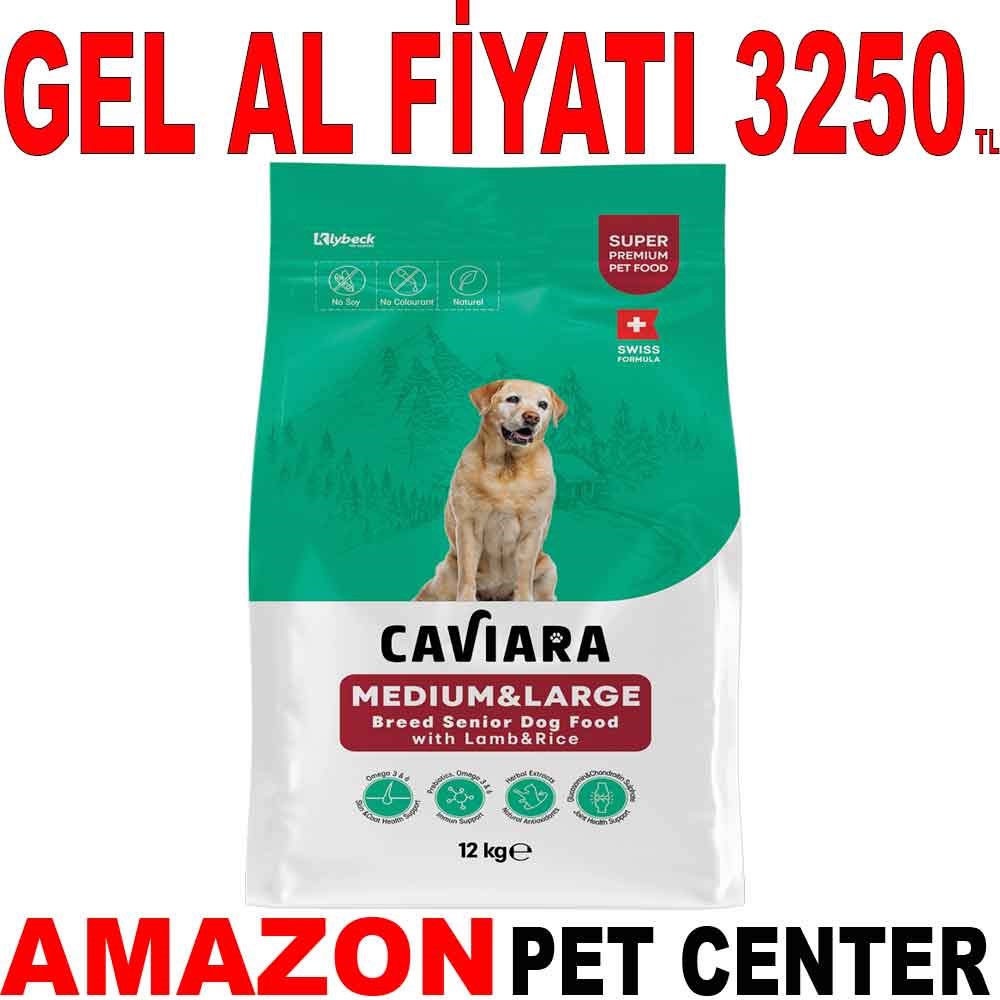 Caviara Kuzu Etli ve Pirinçli Orta & Büyük Irk Yaşlı Köpek Maması 12 Kg Gel Al 35012573 Amazon Pet Center