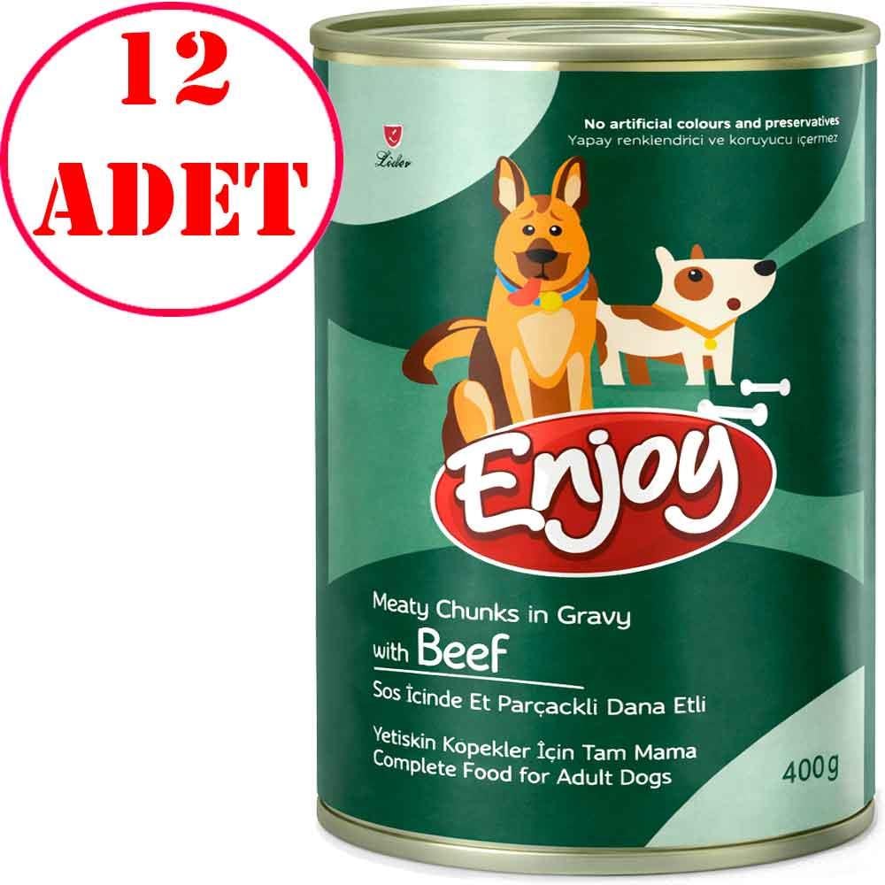 Enjoy Biftekli Köpek Konservesi Sos İçinde Et Parçacıklı 400 Gr 12 AD 35006640 Amazon Pet Center