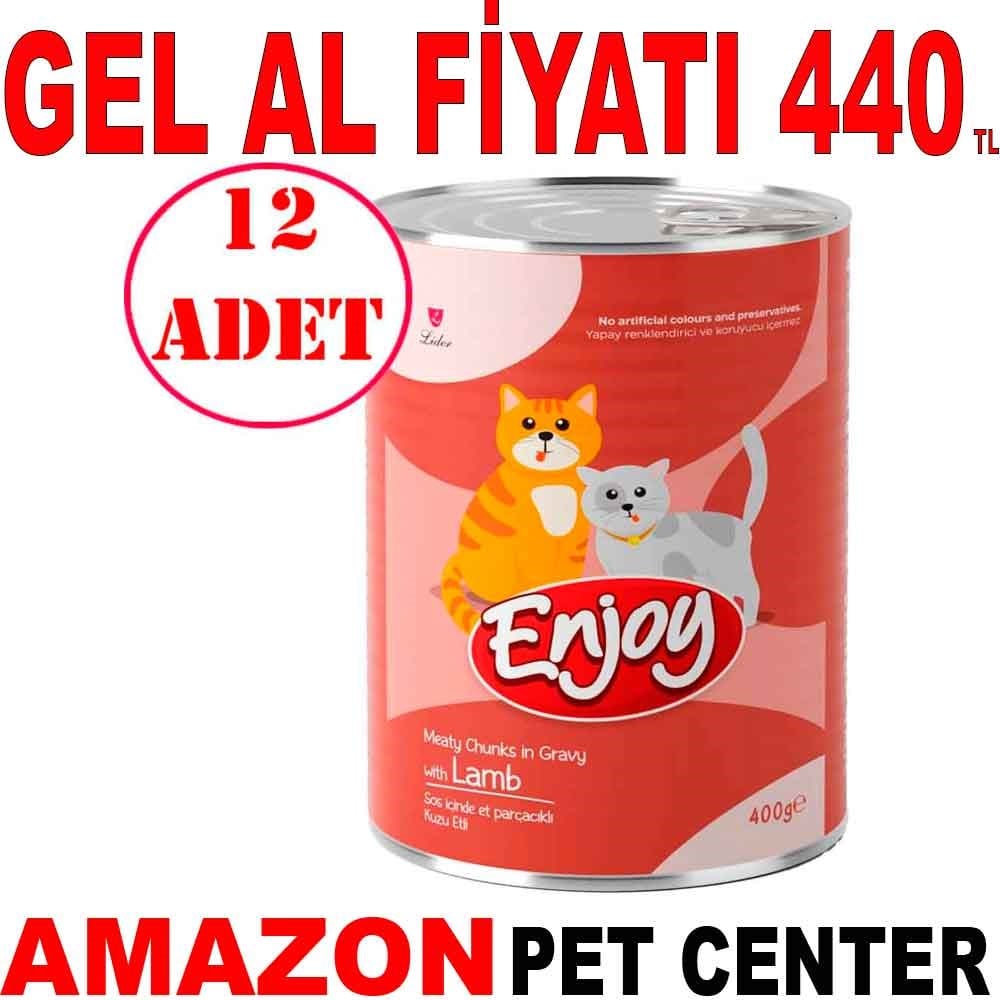 Enjoy Kuzu Etli Kedi Konservesi Sos İçinde Et Parçacıklı 400 Gr 12 AD Gel Al 35006701 Amazon Pet Center