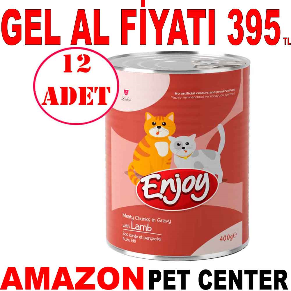 Enjoy Kuzu Etli Kedi Konservesi Sos İçinde Et Parçacıklı 400 Gr 12 AD Gel Al 35006701 Amazon Pet Center