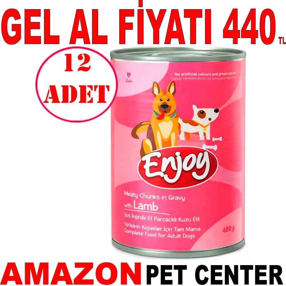 Enjoy Kuzu Etli Köpek Konservesi Sos İçinde Et Parçacıklı 400 Gr 12 AD Gel Al 35006626 Amazon Pet Center