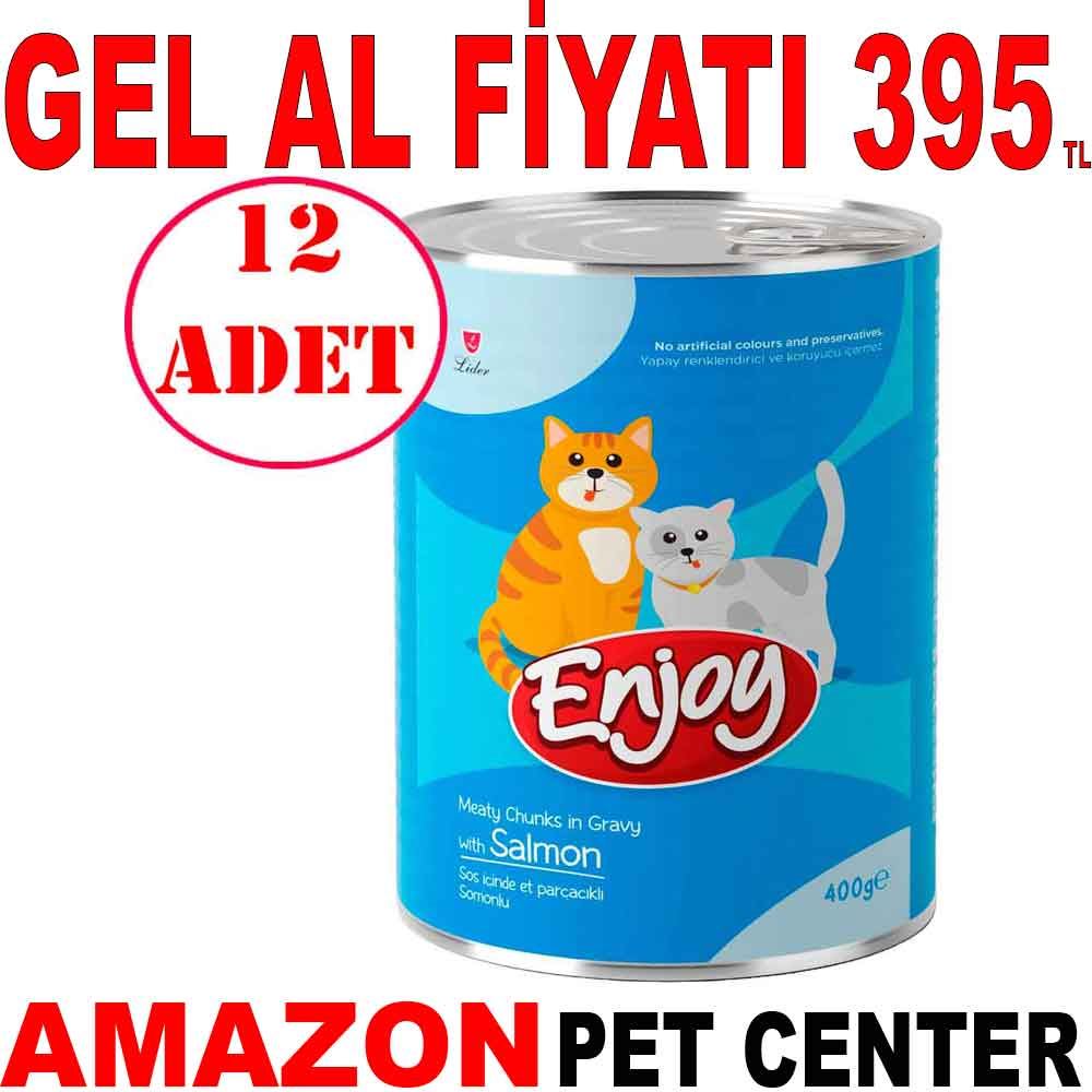 Enjoy Somonlu Kedi Konservesi Sos İçinde Et Parçacıklı 400 Gr 12 Ad Gel Al 35006718 Amazon Pet Center
