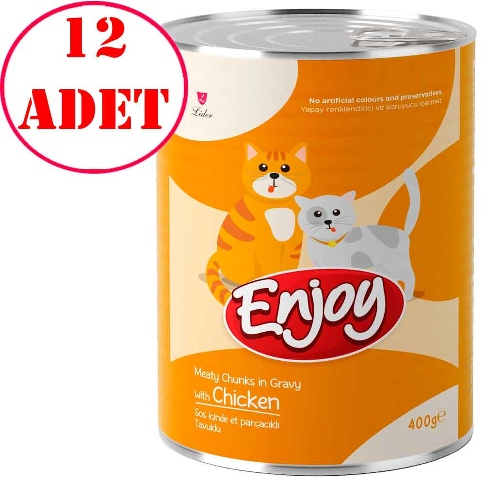 Enjoy Tavuklu Kedi Konservesi Sos İçinde Et Parçacıklı 400 Gr 12 AD 35006732 Amazon Pet Center