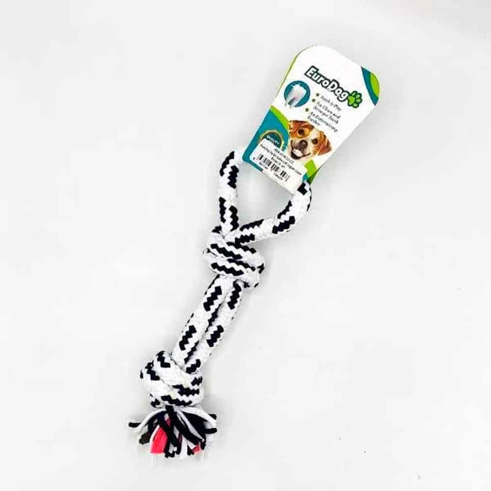 EuroDog Köpek Oyuncağı Diş İpi Halka Çift Düğüm Siyah Beyaz 30 Cm 8681144196426 Amazon Pet Center