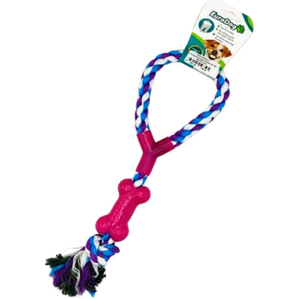 EuroDog Köpek Oyuncağı Tek Düğümlü Halka Şeklinde Diş Kaşıma İpi Beyaz/Mavi/Mor 35 Cm 8681144196594 Amazon Pet Center