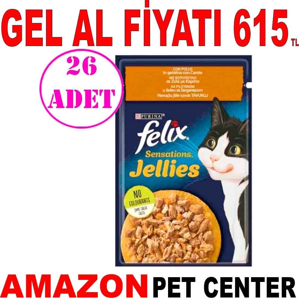 Felix Sensations Tavuklu ve Havuçlu Yaş Kedi Maması 85 gr 26 AD Gel Al 20042004 Amazon Pet Center