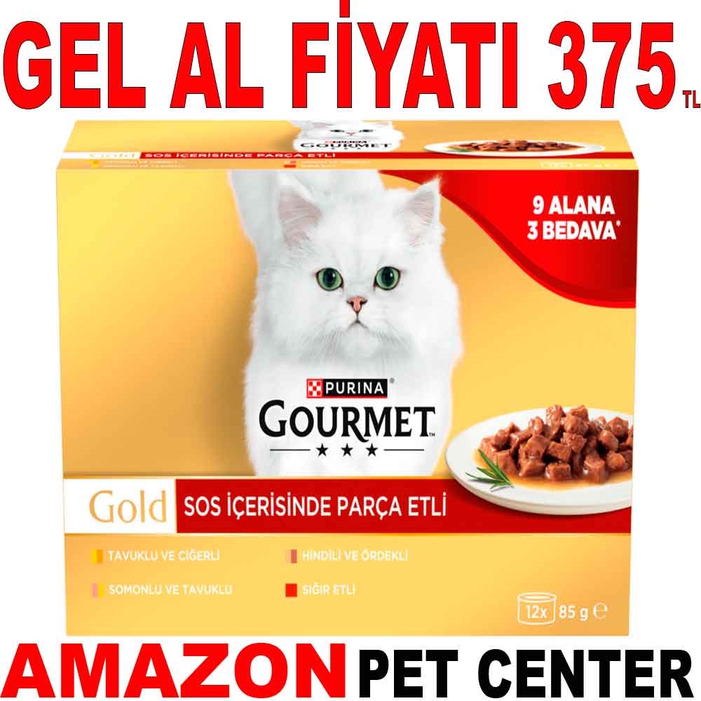 Gourmet Gold Soslu Parça Etli Karışık Çeşitli Kedi Konservesi 12x85 Gr (12 AL 9 ÖDE) Gel Al 35007227 Amazon Pet Center