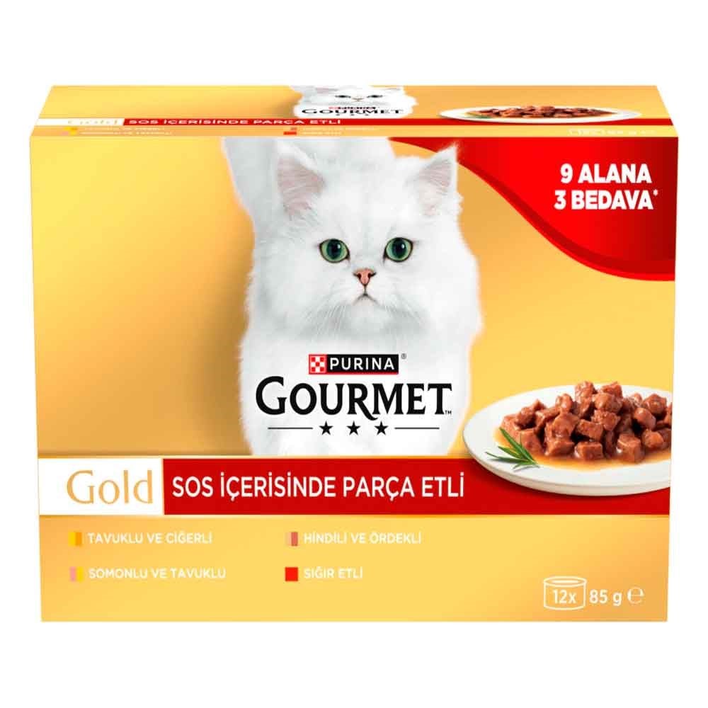Gourmet Gold Soslu Parça Etli Karışık Çeşitli Kedi Konservesi 12x85 Gr (12 AL 9 ÖDE) 8445291929845 Amazon Pet Center