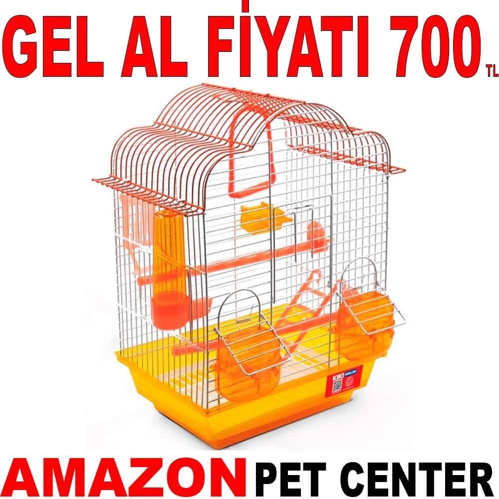 Kiki Kuş Kafesi Papatya Çatılı Karışık Renkli 43x30x22 cm Gel Al 35007067 Amazon Pet Center