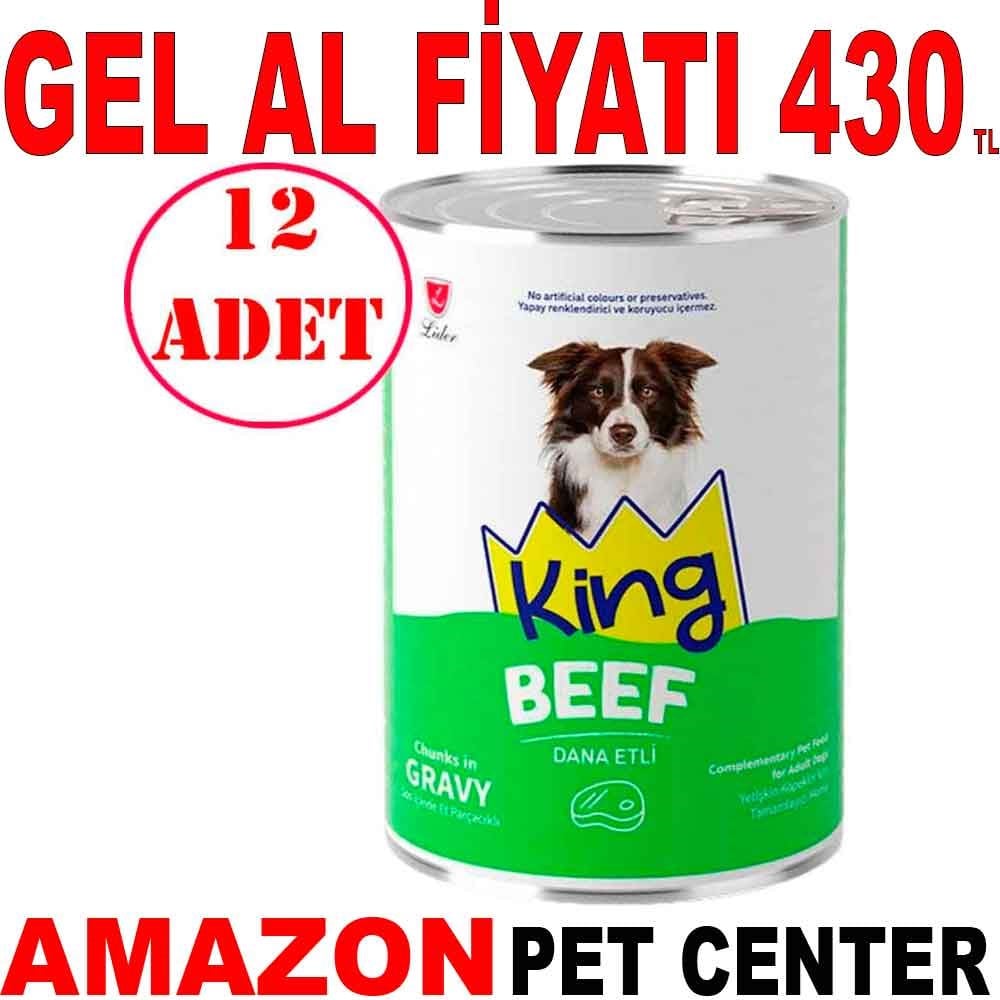 King Köpek Konservesi Sos İçerisinde Dana Etli Et Parçacıklı 400 Gr 12 AD Gel Al 35005438 Amazon Pet Center