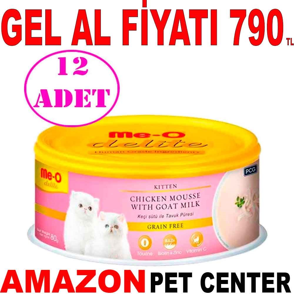 Meo Delite Keçi Sütlü Tavuk Etli Tahılsız Ezme Yavru Kedi Konservesi 80 Gr 12 AD Gel Al 19825007 Amazon Pet Center