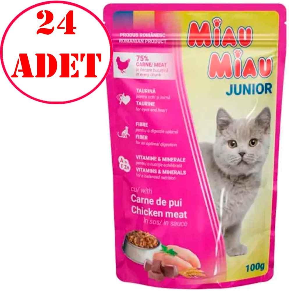 Miau Miau Kitten Tavuklu Yavru Kedi Konservesi 100 Gr 24 AD 35001690 Amazon Pet Center