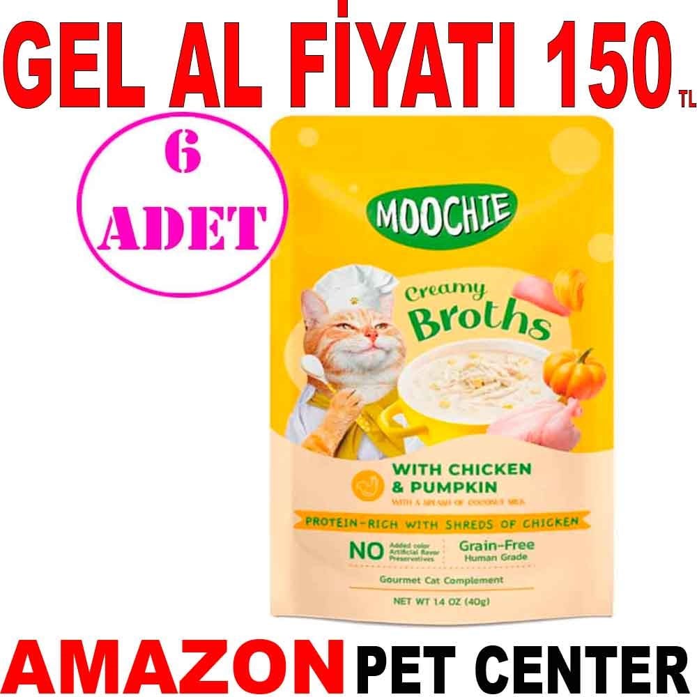 Moochie Kedi Çorbası Parça Tavuklu Balkabaklı Tahılsız 40 Gr 6 AD Gel Al 19924007 Amazon Pet Center