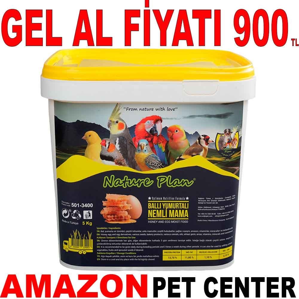 Nature Plan Ballı Yumurtalı Nemli Kuş Maması 5 Kg Gel Al 35008446 Amazon Pet Center