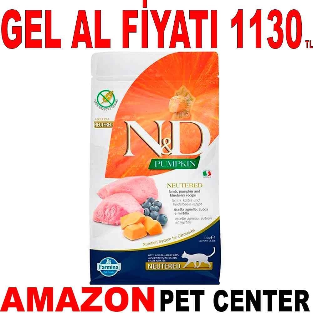 ND Balkabaklı Kuzu Etli Yaban Mersinli Kısırlaştırılmış Kedi Maması 1.5 Kg Gel Al 18786002 Amazon Pet Center