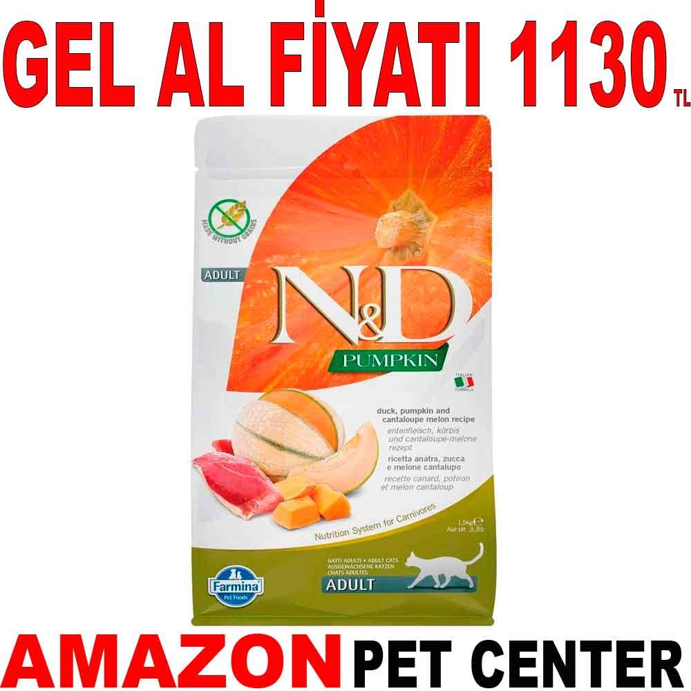 N&D Balkabaklı Ördek ve Kavunlu Kedi Maması 1,5 Kg Gel Al 18574005 Amazon Pet Center