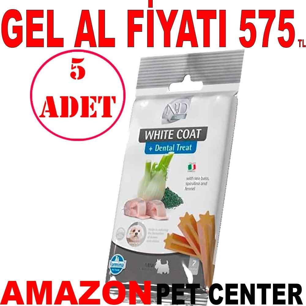 ND Dental Treat White Coat Balıklı Mini Köpek Ödülü 7'li Paket 5 AD 22283009 Amazon Pet Center