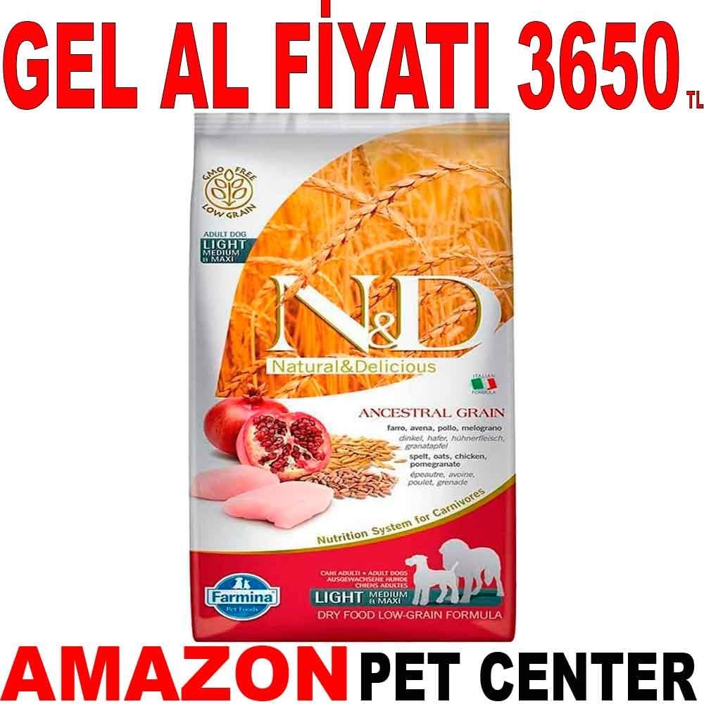 ND Düşük Tahıllı Light Maxi İri ve Orta Irk Tavuklu Narlı Yetişkin Köpek Maması 12 Kg Gel Al 18646009 Amazon Pet Center