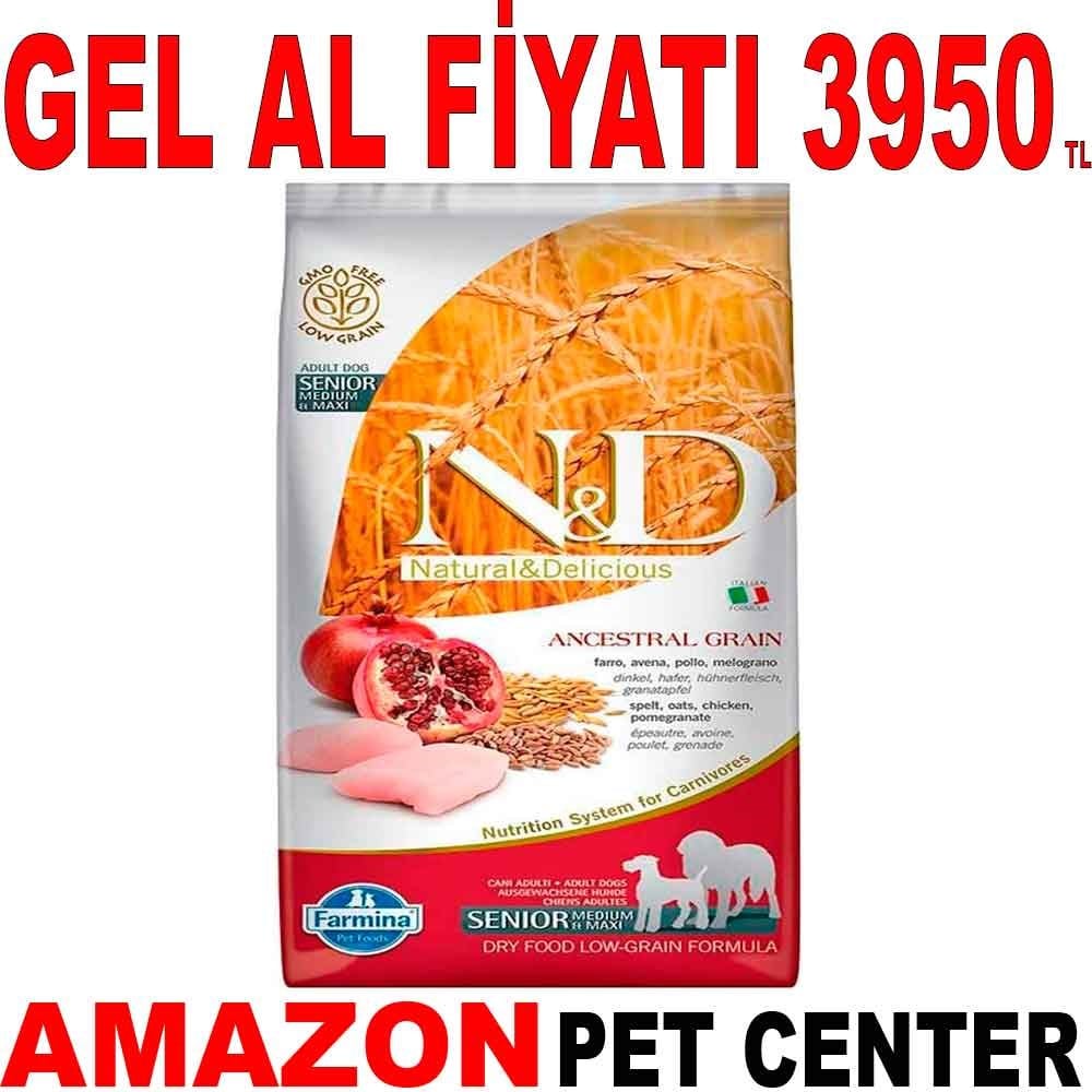 ND Düşük Tahıllı Senior Tavuk ve Narlı Yaşlı Köpek Maması 12 Kg Gel Al 18805000 Amazon Pet Center