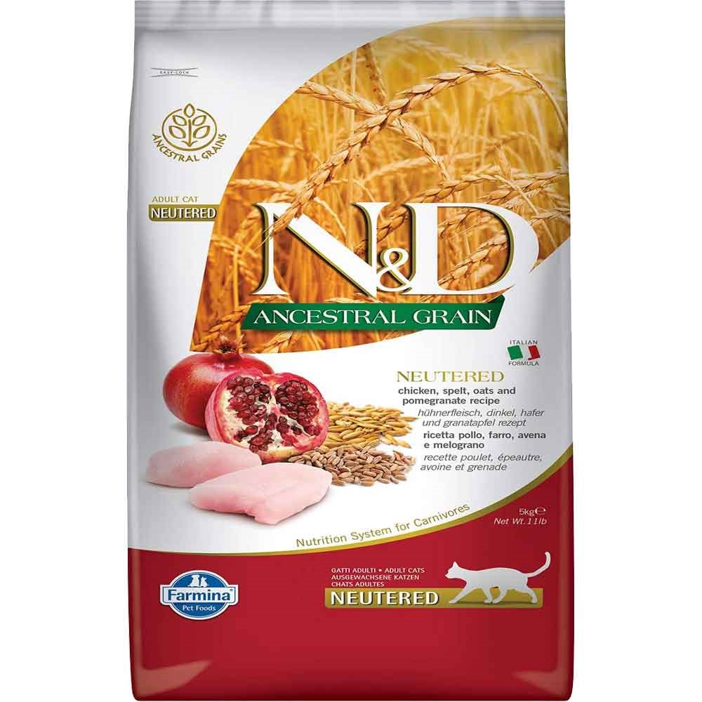 ND Düşük Tahıllı Tavuk Etli Narlı Kısırlaştırılmış Kedi Maması 5 kg 8010276032751 N&D Tahılsız Kedi Mamaları Amazon Pet Center