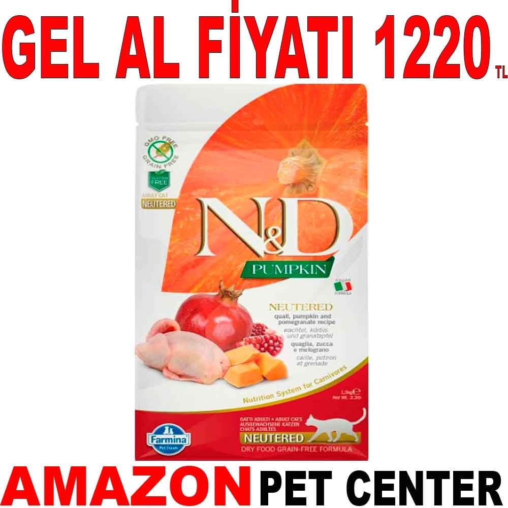 N&D Kısır Kedi Maması Balkabaklı Bıldırcınlı Narlı 1,5 Kg Gel Al 18577006 Amazon Pet Center