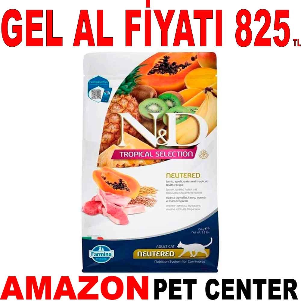 ND Kısır Kedi Maması Tropical Meyveli Kuzu Etli 1,5 Kg Gel Al 21085000 Amazon Pet Center