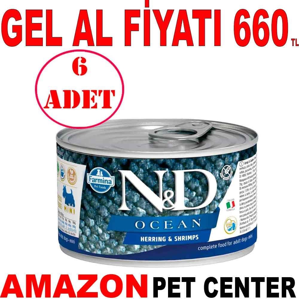 N&D Mini Ocean Ringa Balıklı Karidesli Köpek Konservesi 140 Gr 6 AD 35003328 Amazon Pet Center