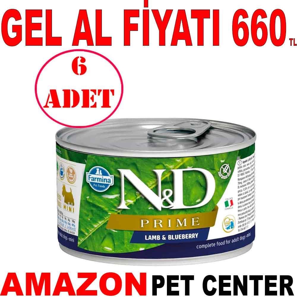 N&D Mini Prime Kuzulu Yaban Mersinli Köpek Konservesi 140 Gr 6 AD 35003304 Amazon Pet Center