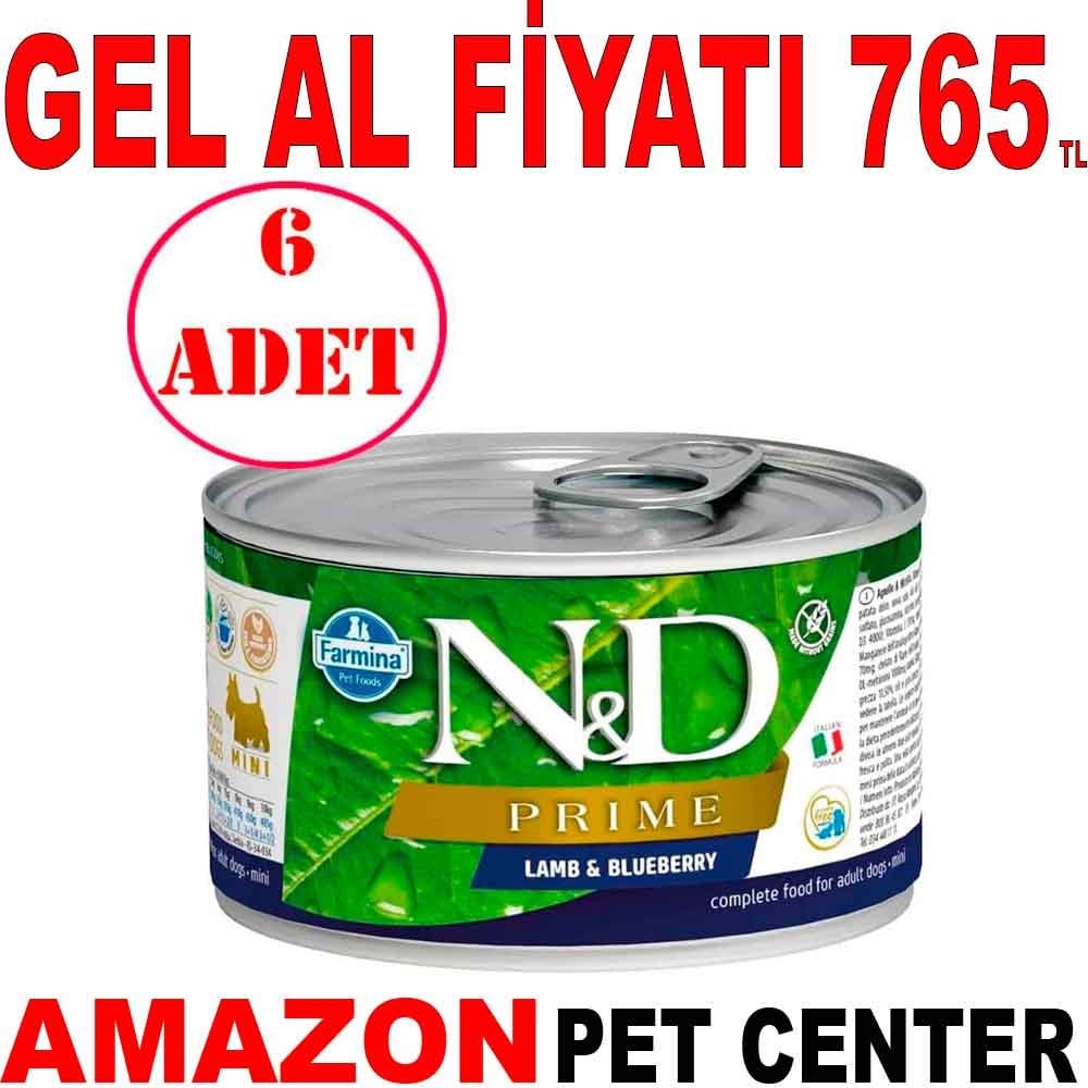 N&D Mini Prime Kuzulu Yaban Mersinli Köpek Konservesi 140 Gr 6 AD Gel Al 35003304 Amazon Pet Center