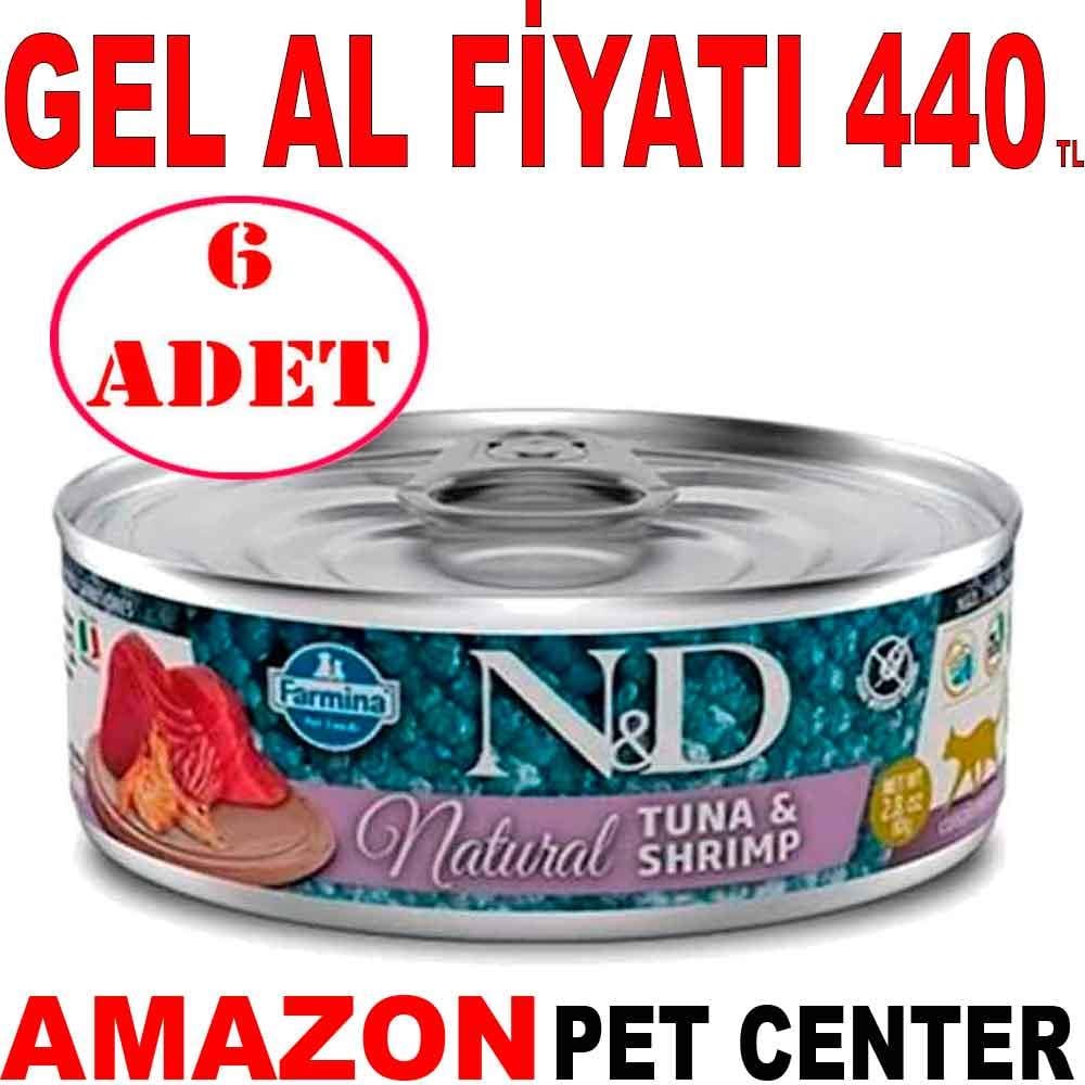 ND Natural Ton Balıklı ve Karidesli Kedi Konservesi 70 Gr 6 AD Gel Al 22138002 Amazon Pet Center