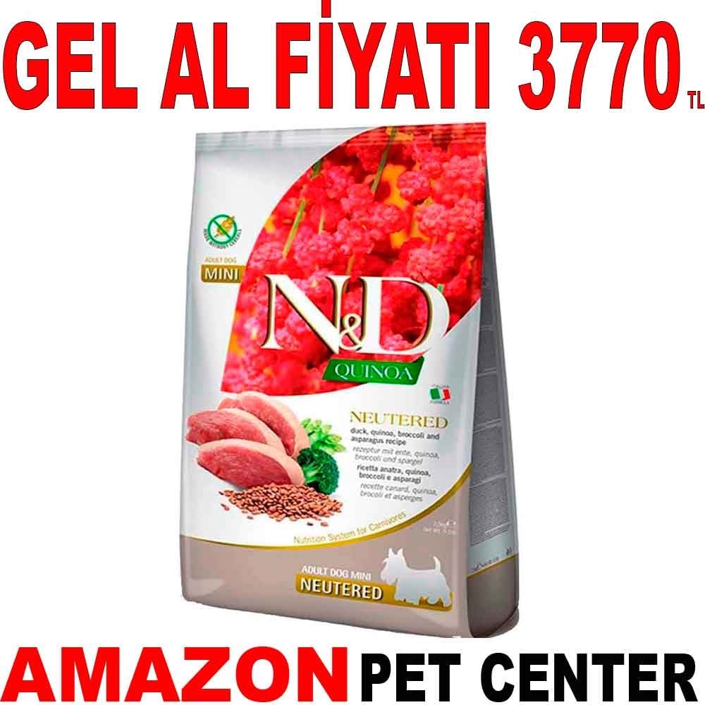 N&D Quinoa Kısırlaştırılmış Köpek Maması Mini Ördek Etli Kinoalı Brokolili 7 Kg Gel Al 35010937 Amazon Pet Center
