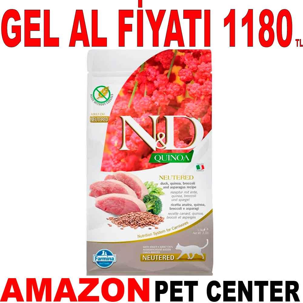 ND Quinoa Ördek ve Brokolili Kısırlaştırılmış Kedi Maması 1,5 Kg Gel Al 18581003 Amazon Pet Center