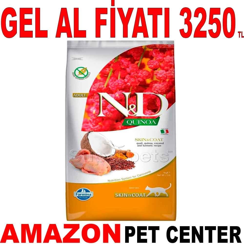 N&D Quinoa Skin & Coat Bıldırcın Yetişkin Kedi Maması 5 Kg Gel Al 20016005 Amazon Pet Center